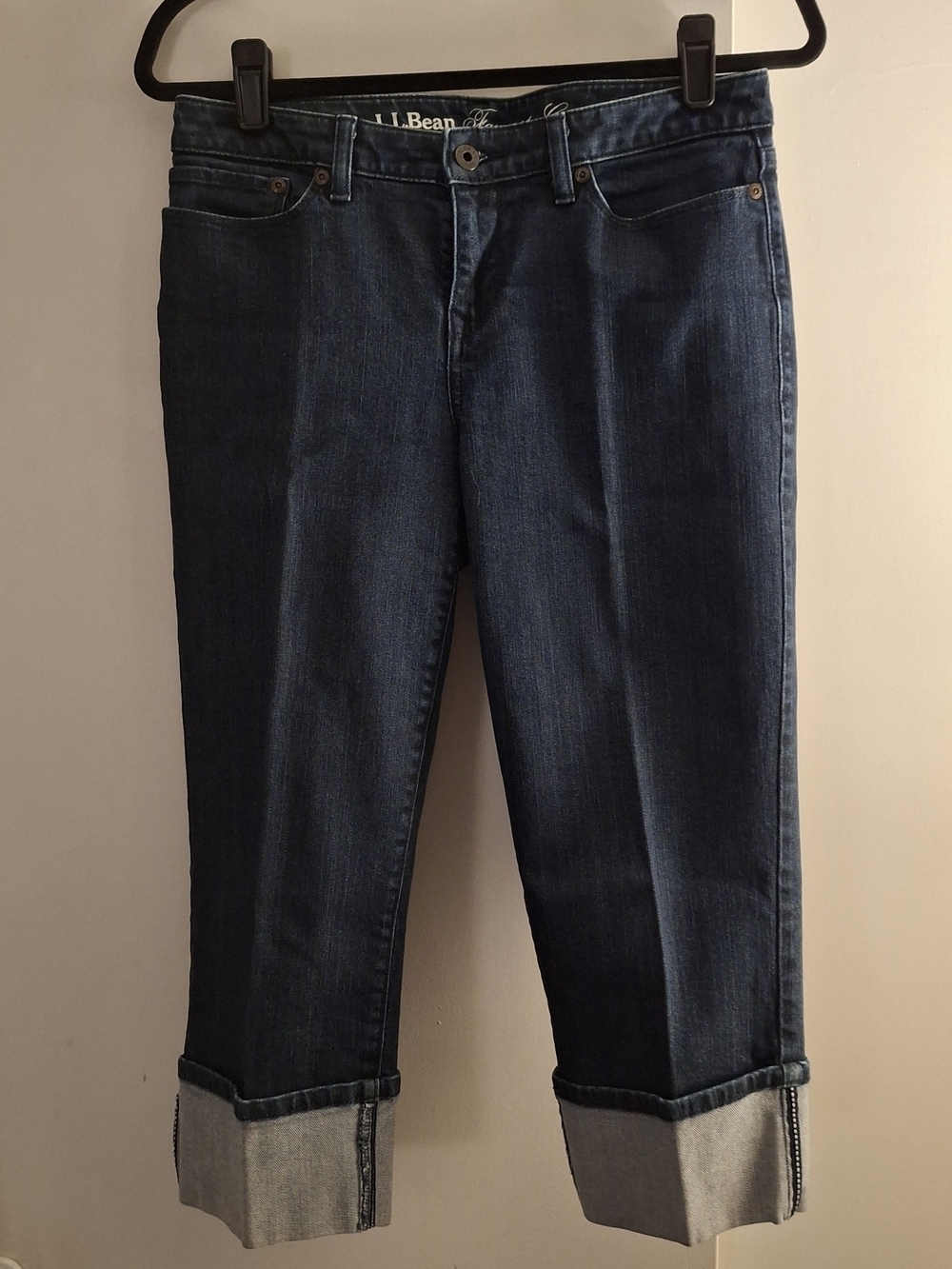 L.L. Bean Dark Blue Women's Cuffed Cropped Jeans